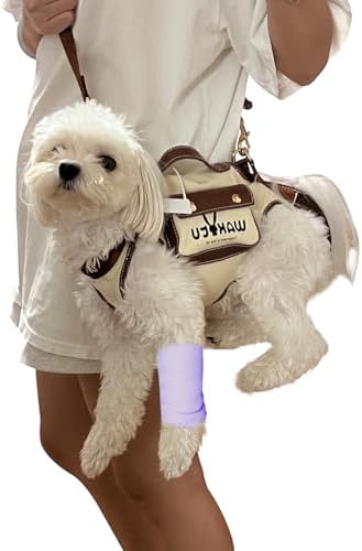 Wakytu Dog Lift Harness Dog Carrier VES Harness Adjustable Leash with Small Puppy Treat Bag,Fits Most Cars,XS