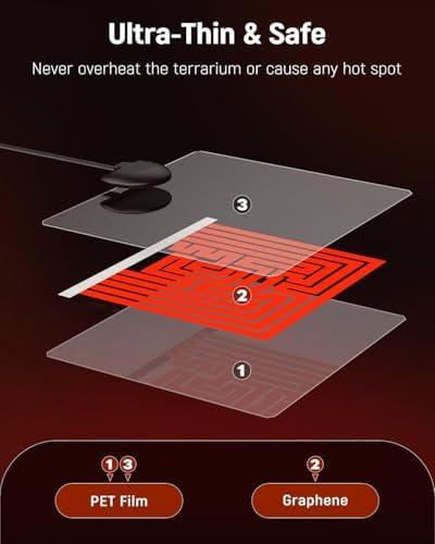Pawfly 5 W Reptile Heat Pad with Thermostat 5.9 x 5.5 Inch Reptile Heating Pad Under Tank Terrarium Reptile Heat Mat for Turtles Frogs Snakes Lizards Geckos Hermit Crabs & Spiders