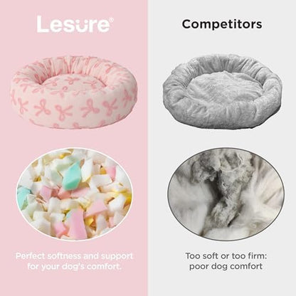LE SURE Shown on TV Jacquard Donut Cat Beds Indoor,Pink Taffy 20x20x6in