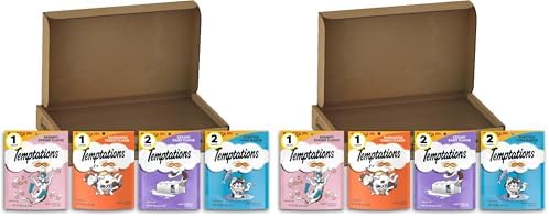 Temptations Cat Treats Classic Crunchy and Soft Cat Treats Variety Pack,6.3 oz. Pouches,(Pack of 12)