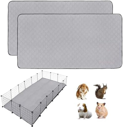 Guinea Pig Cage Liners, 36''X72'' Washable Guinea Pig Pee Pads, Non Slip Reusable Super Absorbent Guinea Pig Training Mat Bedding Fleece for Small Animals Hamster Rabbit Chinchilla Rat, 2Pack