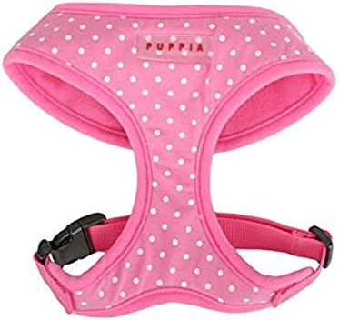 Puppia Dotty Dog Harness Over-The-Head No Pull No Choke Walking Training Adjustable for Small & Medium Dog, Medium, Pink