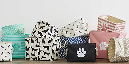 Bone Dry Pet Storage Collection Striped Paw Patch Bin, Black, Small Rectangle (Pack of 12)