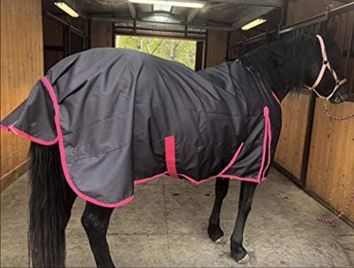 1200 Denier Horse RAIN Sheet (Waterproof/Breathable & Wind Proof Turnout Sheet) Horse Breathable RAINSHEET (Charcoal-Raspberry, 76)