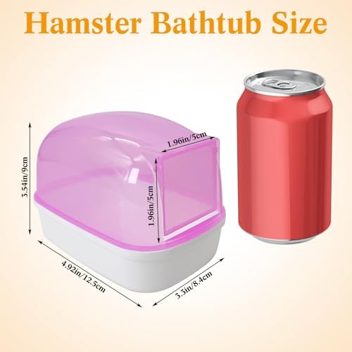 Hamiledyi Hamster Bathtub Dwarf Hamster Bathroom Sand Bath Container Sauna Room Plastic Sand Bath Box House for Gerbils Mice or Other Small Pets Animals(Pink, Small Size)