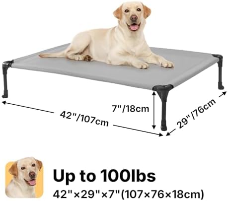 Veehoo Outdoor Elevated Dog Bed Large Sized Dogs, Cooling Raised Dog Cots