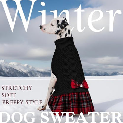 KYEESE Dog Sweater Dress for Large Dogs Turtleneck Thick Knit Pullover