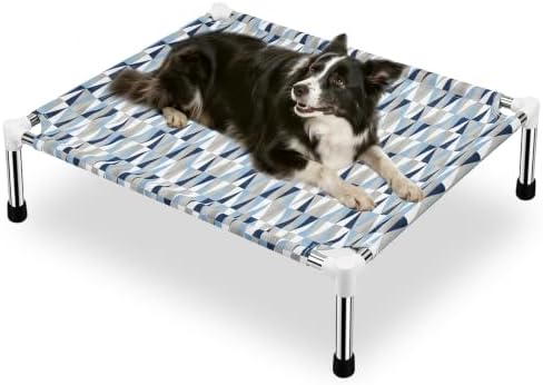 Raised Elevated Dog Bed, Lifted Cooling Stainless Steel Pet Dog Cot, Medium