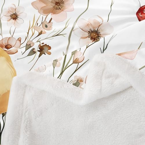 Erosebridal Kids Capybara Blankets and Throws 60"x80",Mushroom Capybara Blanket Throw for Girls Women,Funny Animal Print Fleece Blanket Farmhouse Floral Sherpa Blanket for Bedroom Decor