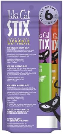 Tiki Cat Stix Wet Cat Treats, Lickable Mousse, Variety Pack, 3 oz. Pouch