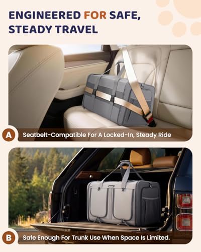 MIDOG 2 Cat Carrier with Litter Box, Expandable Dual Compartment Cat Carrier for 2 Cats, Large Soft Sided Double Pet Carrier for Car Travel, Moving