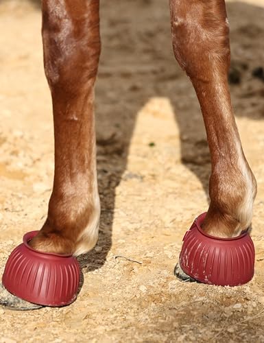 Harrison Howard Rubber Bell Boots for Horses, Hoof Overreach Protection for Horses, w/Upgraded Leather Touch Tape