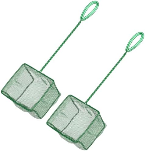 Pawfly Aquarium Fish Net with Braided Metal Handle Square Net with Soft Fine Mesh Sludge Food Residue Wastes Skimming Cleaning Net for Fish Tanks Small Koi Ponds and Pools