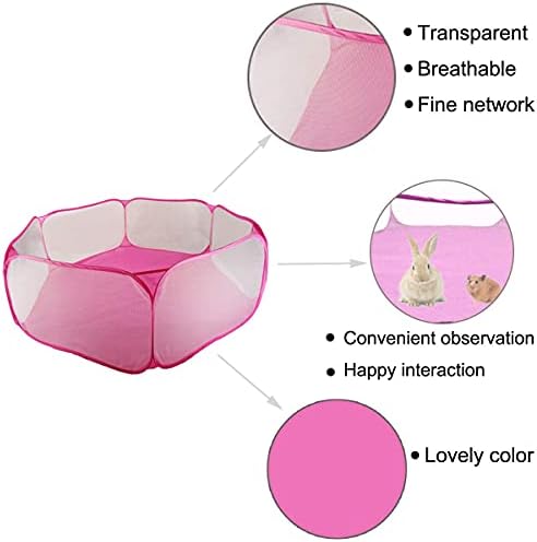 Hamster Playpen with Mat, Large - Foldable Exercise Playpen, Breathable and Transparent Pet Cage Fence Indoor/Outdoor for Guinea Pigs Small Animal Gerbils Chinchillas Hedgehogs Rats