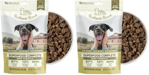 BADLANDS RANCH by Katherine Heigl – Superfood Complete Air-Dried Beef Dog Food – High Protein with Superfoods for Daily Wellness & Consistent Nutrition – 24 oz (Pack of 2)