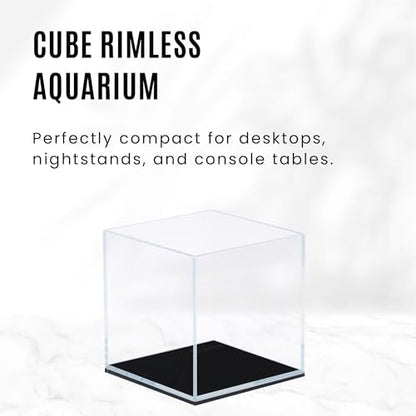 UNS Ultra Clear Rimless Tank - 2.1GAL | 8L - 7.87x7.87x7.87 | 20x20x20 CM, 5mm Glass Thickness, Leveling Mat Included - Low Iron, High Clarity Fish Tank w/ 45° Mitered Edge - [20C]