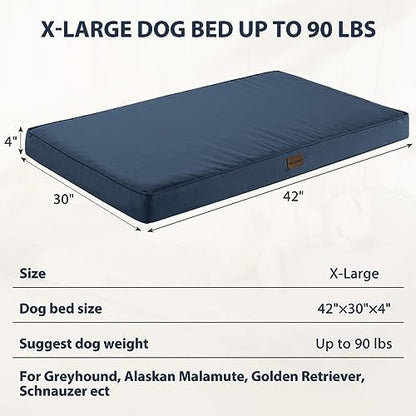 BFPETHOME Outdoor Waterproof Dog Bed for Large Dogs, Washable Cover, 42"