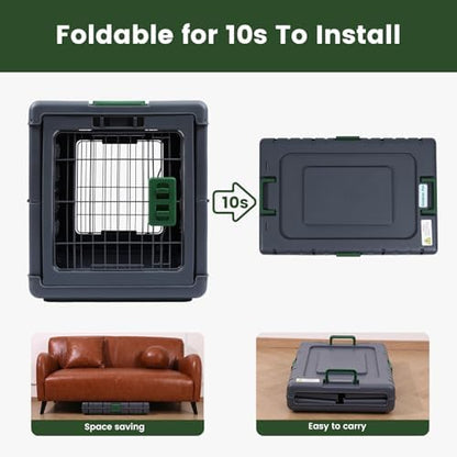 Collapsible Dog Crate for Large/Medium Dogs - 36" L Foldable Dog Cage No-Tool Assembly, Travel Dog Crate with 2 Wheels - Easy to Carry, Space-Saving, Indoor Outdoor Use,Dark Grey 36.4”L*22.84”W*25.8”H