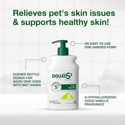 Douxo S3 SEB Dog Seboregulating Shampoo, 0.5% Ophytrium, 16.9 fl oz