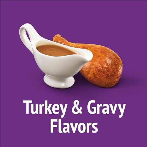 Friskies Purina Made in USA Facilities Cat Treats, Party Mix Crunch Gravylicious Turkey & Gravy Flavors - (6) 6 oz. Pouches