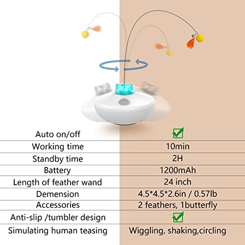 Oxawo Interactive Cat Toys Indoor Cats Toy Automatic Moving Feather Wand