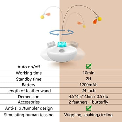 Oxawo Interactive Cat Toys Indoor Cats Toy Automatic Moving Feather Wand