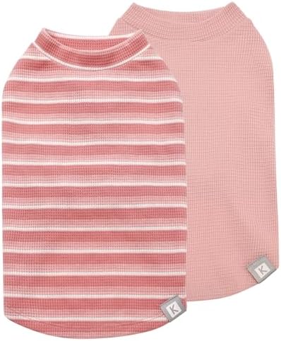 KYEESE 2Pack Waffle Dog Shirt for Small Dogs Striped Dog Sweater Tank Top