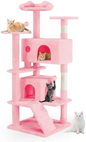 54 Inch Cat Tree Tower with Natural Sisal Scratching Post
