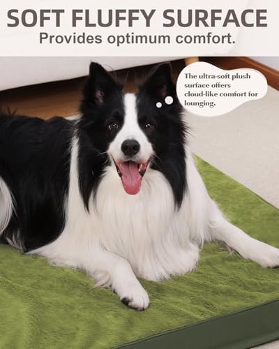 KSIIA Orthopedic Dog Bed for Large Dogs with Waterproof Lining, Green,35x22