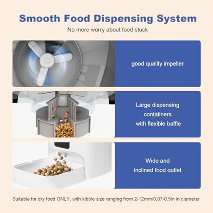 Automatic Cat Feeder, Cat Food Dispenser with 10s Voice Recorder, Pet Feeder up to 8 Meals per Day, Timed Feeder with Dry Food Sealed Ring (Pure White, 4.0 L)