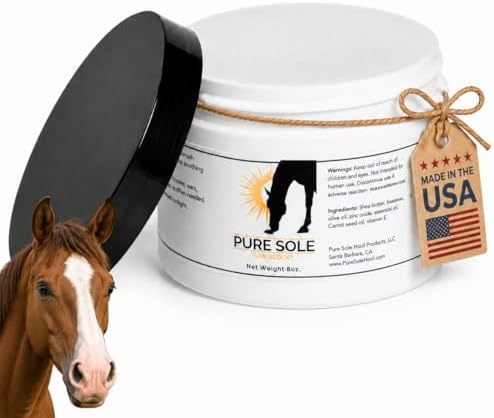 Horse Sunscreen for White Noses – Pure Sole Sun Block Cream for Sensitive Pink Horse Skin | Non-Nano Zinc Oxide & Moisturizing Natural SPF Ingredients – 8 oz