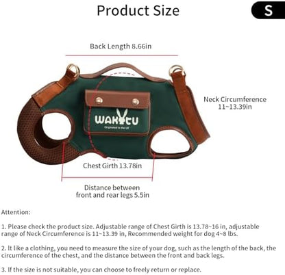 Wakytu Dog Lift Harness Dog Carrier Sling for Small Dogs & Cats,S