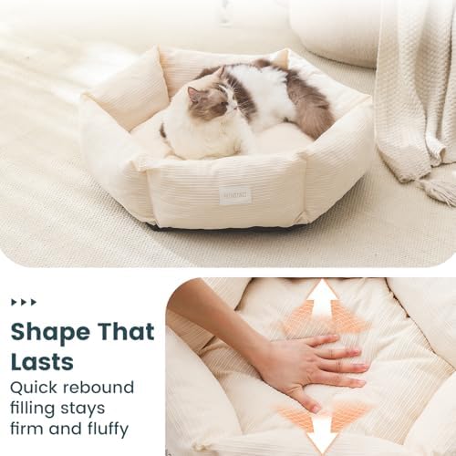 Pet Bed for Cats and Medium Dogs, 30" Large Cat Bed, White