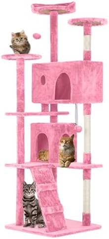FDW | 70" Cat Tree Tower | Pink | Multi-Level Indoor Activity Center