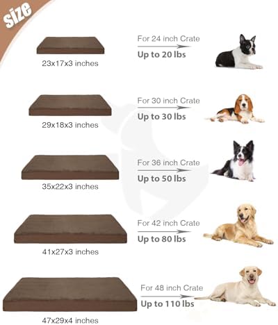 KSIIA Orthopedic Dog Bed for Large Dogs with Waterproof Lining, Brown,41x27