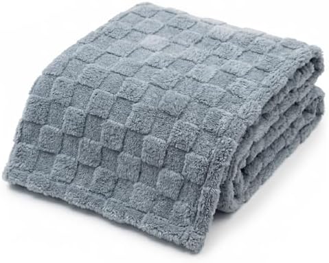 Americanflat 30x40 Jacquard Kids Throw Blanket - Soft and Breathable Mini Fleece Throw Blanket for Couch, Bed, Chair - Fleece Blankets Perfect for Home, Bedroom, Outdoor - Checkered Design in Gray