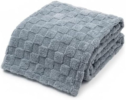 Americanflat 30x40 Jacquard Kids Throw Blanket - Soft and Breathable Mini Fleece Throw Blanket for Couch, Bed, Chair - Fleece Blankets Perfect for Home, Bedroom, Outdoor - Checkered Design in Gray