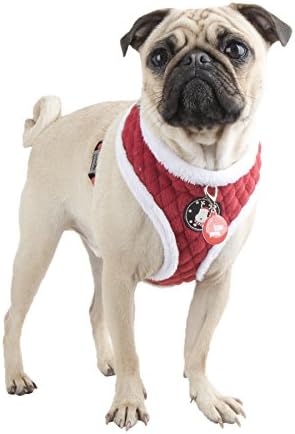 Puppia Blitzen Dog Harness Over-The-Head Warm Winter Christmas Holiday Harness Adjustable Chest for Small and Medium Dog, Red, X-Large