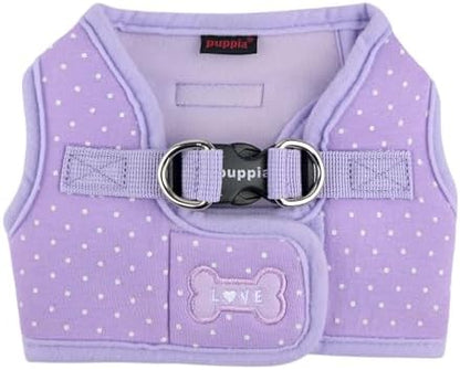 Puppia Dotty Dog Vest Harness B (Step-in) Fashionable Polka Dot Pattern Spring Summer Harness for Small Dogs, Violet, Medium