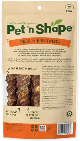 Pet 'n Shape Hide Twists – Duck Wrapped Rawhide Dog Treats - Large Twist - 6 Count