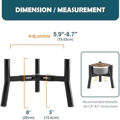 SHAINFUN Adjustable Elevated Dog Bowls Stand Compatible with 5.9 to 8.7 inch Wide Raised Stand with Metal Material for Medium and Small Sized Dogs (Bowl Not Included)