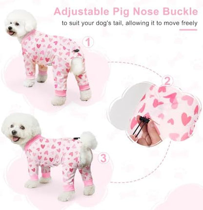 Bienbee Dog Pajamas, 4 Pack Adjustable Onesies for Small to Large Dogs 3XL