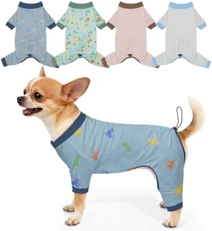 Bienbee Dog Pajamas, 4 Pack Adjustable Onesies for Small to Large Dogs XS