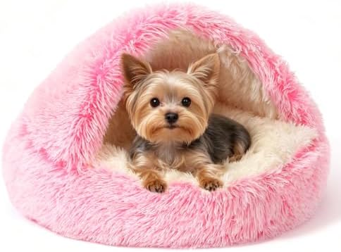 NOYAL Hooded Donut Bed, Calming Cave for Cats & Small Dogs