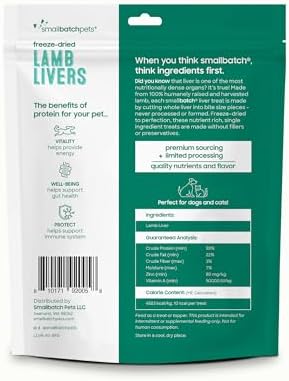 smallbatch Freeze Dried Pasture-Raised Lamb Liver Dog & Cat Treats, 4oz
