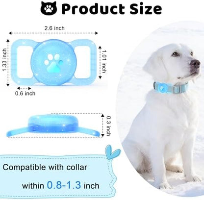SANKALA Luminous Airtag Dog Collar Holder, Blue Glitter, 1 Pack