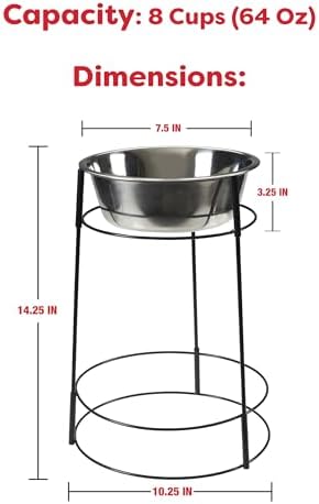 SPOT Hi Rise Single Diner Elevated Dog Feeder, 2qt Stainless Steel Bowl, Durable Wire Stand, Hygienic, Easy to Clean, Promotes Proper Posture for Tall Pets, Ideal for Medium and Large Breeds, 14.25in
