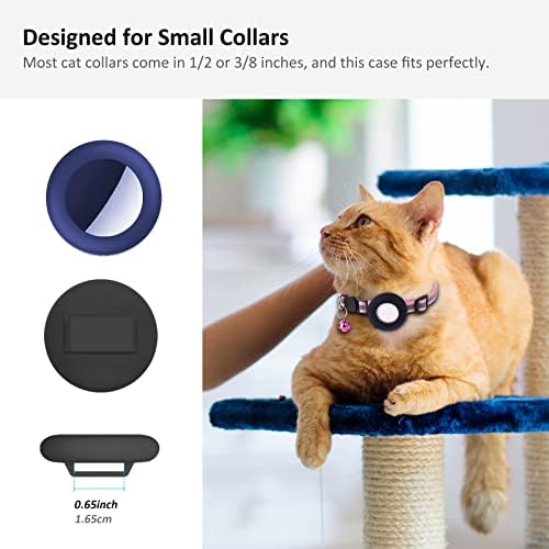 2022 Airtag Cat Collar Holder, Small Air Tag Compatible With Apple Airtag GPS Tracker, 2Pack Waterproof Case Cover for Dog Pet Collar Within 3/8 Inch (Black&Blue)