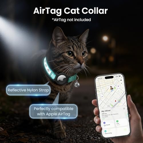 Reflective AirTag Cat Collar, Integrated Cat Collar with Air Tag Holder