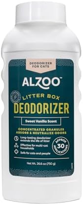 ALZOO Cat Litter Deodorizer, Concentrated Granules Help Neutralize Litter Box Odors & Extend Litter Freshness, Mineral-Based Formula, Up to 30 Uses, Sweet Vanilla, Pack of 1